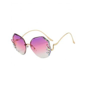 

Streetwear Rimless Rhinestone Irregular Outdoor Sunglasses, Multicolor a