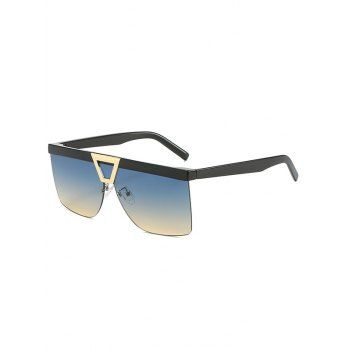 

Large Frame Triangle Metallic Embellishment Semi Rimless Outdoor Sunglasses, Blue