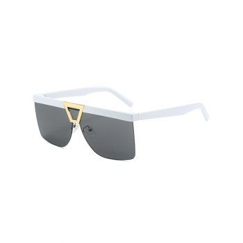 

Large Frame Triangle Metallic Embellishment Semi Rimless Outdoor Sunglasses, White