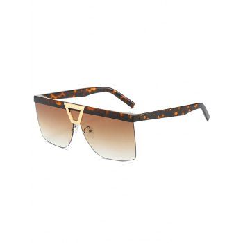 

Large Frame Triangle Metallic Embellishment Semi Rimless Outdoor Sunglasses, Coffee