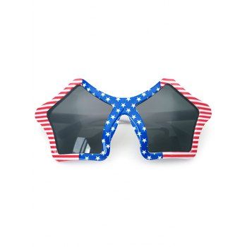 

American Flag Elements Print Star Shaped Patriotic Sunglasses, Multicolor a