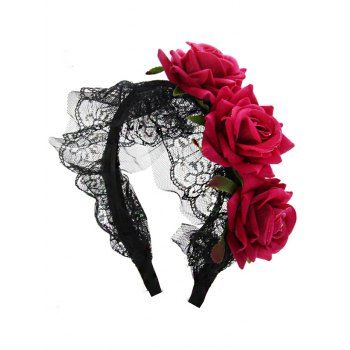 

Halloween Lolita Bride Cosplay Party Lace Flower Headband, Red