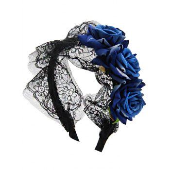 

Halloween Lolita Bride Cosplay Party Lace Flower Headband, Blue