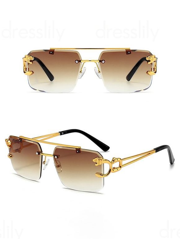 Lunettes de Soleil Rectangle sans Monture pour Extérieur - café 