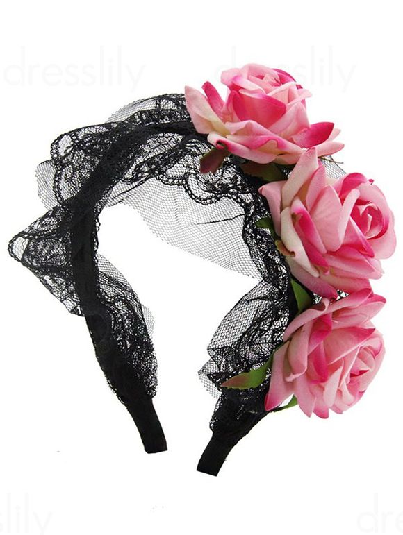Bandeau de Cheveux Cosplay D'Halloween de Soirée de Mariage Lolita Fleur en Dentelle - Rose clair 