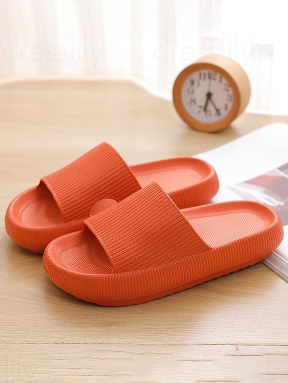 Solid Color Soft Antiskid Home Bathing Platform Slippers - Orange EU (38-39)