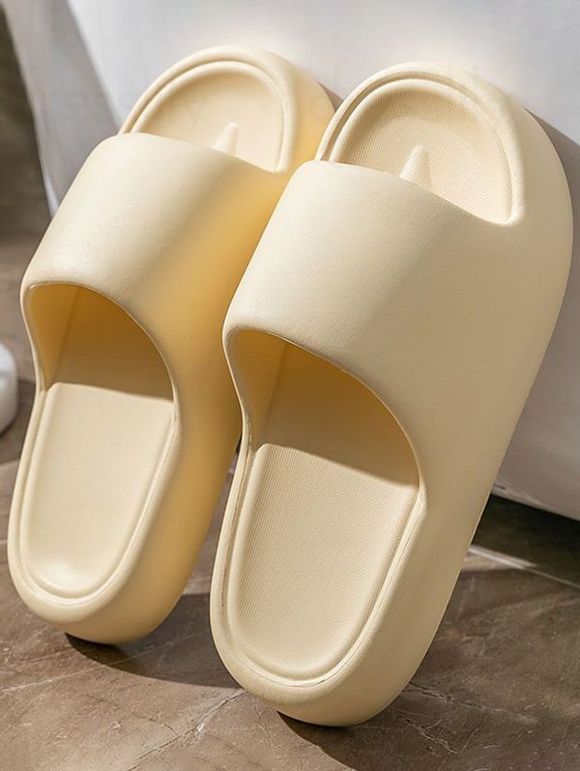 Solid Color Soft Antiskid Home Bathing Slippers - Jaune clair EU (40-41)
