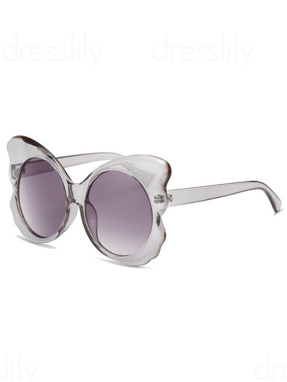 Lunettes Solaires Rondes en Forme de Papillon avec Verres Irrégulières pour Extérieur de Streetwear - Gris 