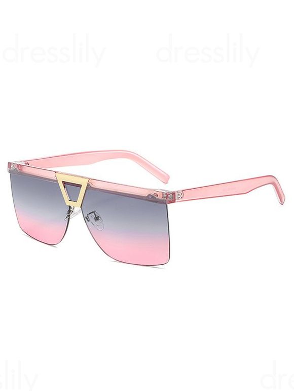 Lunettes Solaires avec Monture Large en Métal Motif Triangle Semi-cerclées pour Extérieur - Rose clair 