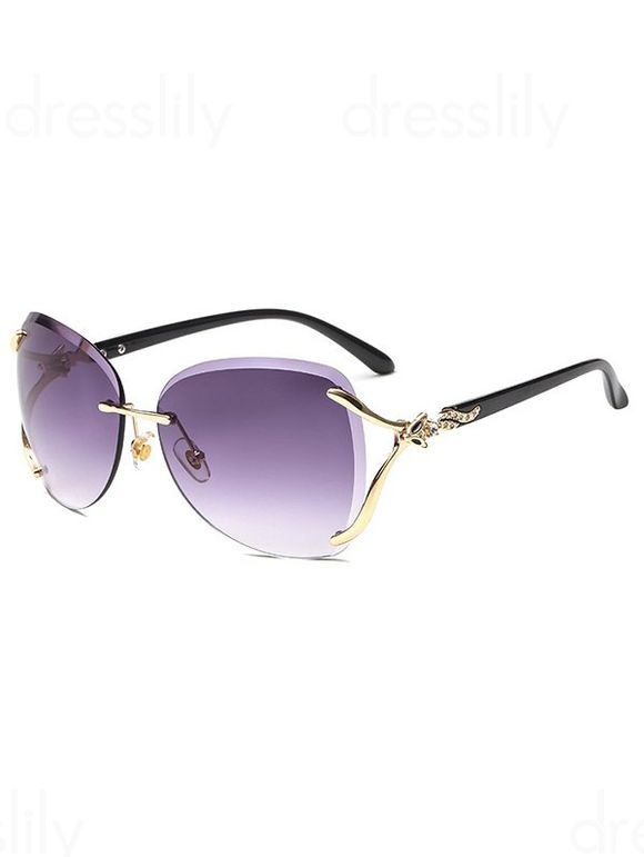 Lunettes Solaires sans Monture de Forme Ovale Motif Renard en Strass pour Extérieur Streetwear - Pourpre 
