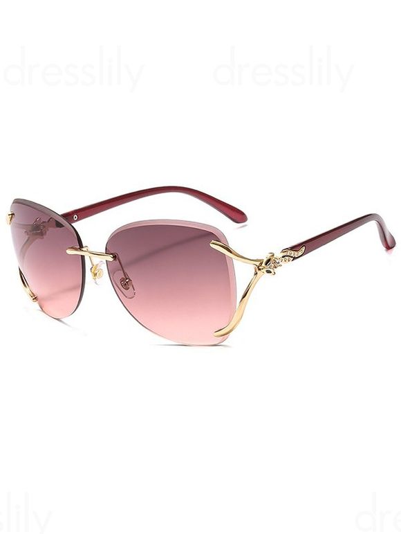 Lunettes Solaires sans Monture de Forme Ovale Motif Renard en Strass pour Extérieur Streetwear - Rose clair 