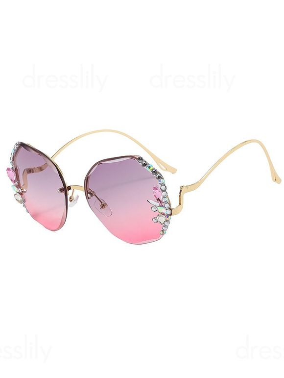Lunettes de Soleil Irrégulières Strass sans Monture pour Extérieur de Streetwear - Rose clair 