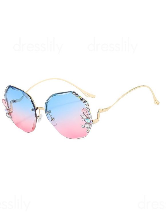 Lunettes de Soleil Irrégulières Strass sans Monture pour Extérieur de Streetwear - multicolor B 