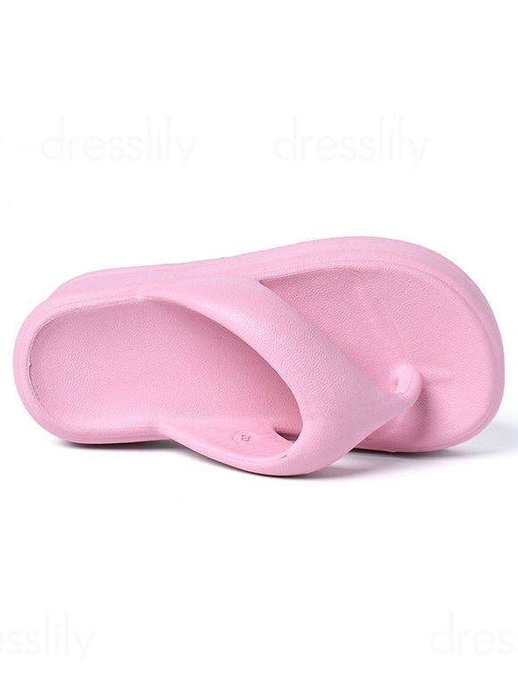 Wedge Platform Thong Flip Flops Summer Beach Slippers - Rose clair EU (38-39)