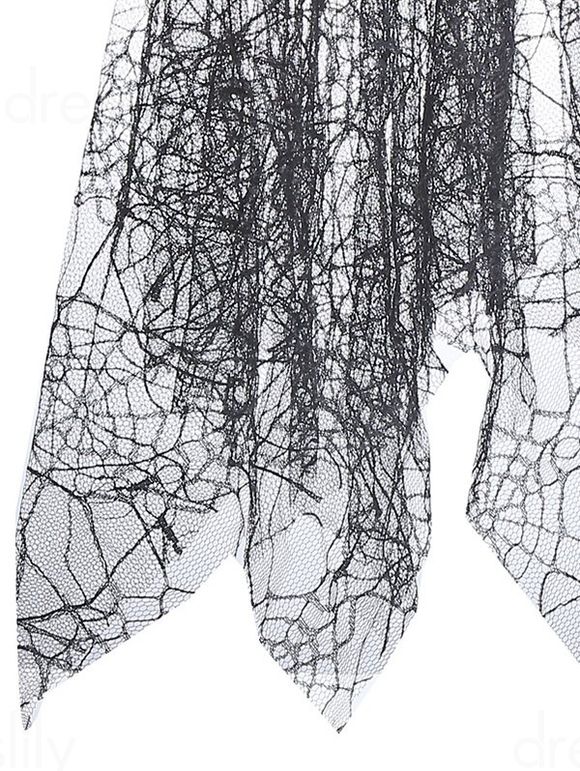 Bandeau de Cheveux D'Halloween de Soirée Cosplay Crâne Fleur avec Voile en Dentelle - Noir 