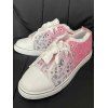 Printed Leopard Lace Up Frayed Hem Canvas Shoes - Rose EU 40