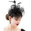 Accessoire Chapeau Fascinateur pour Cheveux Vintage en Maille Motif Fleur et Fausse Plume - Gris Clair 