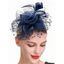 Accessoire Chapeau Fascinateur pour Cheveux Vintage en Maille Motif Fleur et Fausse Plume - Bleu 