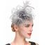 Accessoire Chapeau Fascinateur pour Cheveux Vintage en Maille Motif Fleur et Fausse Plume - Noir 