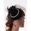 Chapeau Fascinateur de Voile Vintage Embelli de Fleur avec Fausse Perle Plume - Noir 