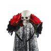Bandeau de Cheveux D'Halloween de Soirée Cosplay Crâne Fleur avec Voile en Dentelle - Rouge 