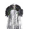 Bandeau de Cheveux D'Halloween de Soirée Cosplay Crâne Fleur avec Voile en Dentelle - Noir 