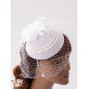 Chapeau Fascinateur de Voile Vintage Embelli de Fleur avec Fausse Perle Plume - Blanc 