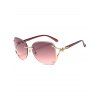 Lunettes Solaires sans Monture de Forme Ovale Motif Renard en Strass pour Extérieur Streetwear - Rose clair 