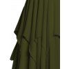 Robe Mi-Longue Asymétrique Superposée en Couleur Unie à Taille Empire Col Plongeant avec Œillet à Bretelle Ajustable - Vert profond XL