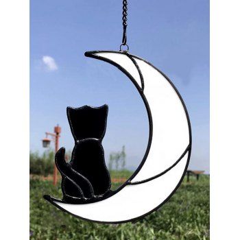 

Cute Moon Cat Print Acrylic Home Decor, Black