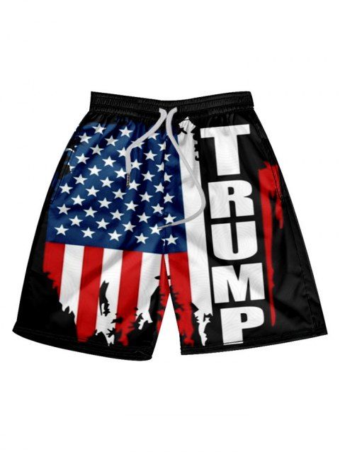 Patriotic Shorts American Flag Letter Print Elastic Waist Casual Beach Shorts