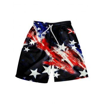 

Patriotic Beach Shorts Star Striped Elastic Waist Shorts, Multicolor