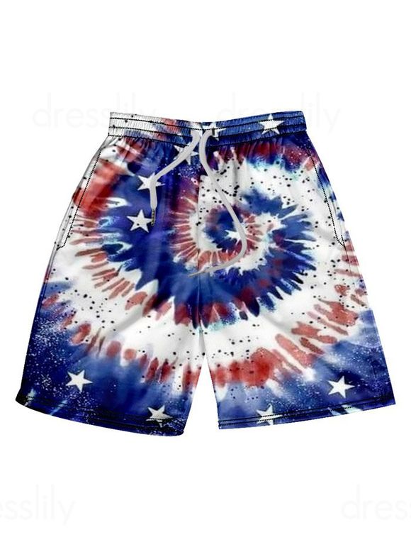 Short de Plage Teinté à Imprimé Etoile Vortex Taille Elastique - multicolor 4XL