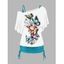 Ensemble de T-shirt Court à Imprimé Papillon et Lune Coloré à Col Oblique et de Débardeur Long Plissé - Blanc XL