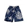 Short de Plage Vacance Décontracté Taille Elastique à Imprimé Corail Etoile de Mer - multicolor 4XL