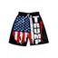 Patriotic Shorts American Flag Letter Print Elastic Waist Casual Beach Shorts - BLACK L