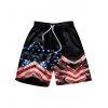 Short de Plage Décontracté à Imprimé Drapeau Américain Taille Elastique - Noir 3XL