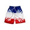 Short de Plage à Imprimé Drapeau Américain Rayé en Blocs de Couleurs à Taille Elastique - multicolor 4XL