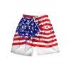Short de Plage Patriotique à Imprimé Peinture Rayée Etoile à Taille Elastique - multicolor L