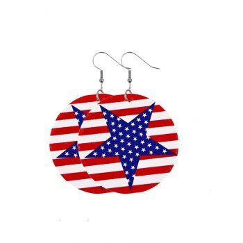 

Star Striped Circle Shaped Patriotic Drop Earrings, Multicolor a