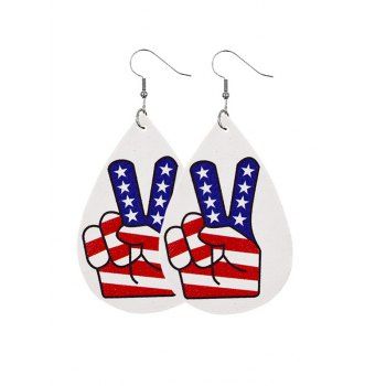 

Patriotic Earrings Star Striped Droplet Shaped Victory Gesture Trendy Earrings, Multicolor a