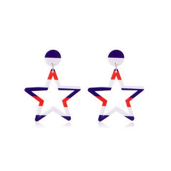 

Star Geometric Colorblock Patriotic Earrings, Multicolor a