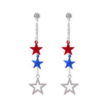 

Patriotic Earrings Star Tassel Rhinestone Trendy Earrings, Multicolor a
