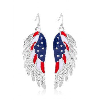 

Wings Shaped Star Striped American Flag Elements Patriotic Earrings, Multicolor a