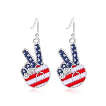 

Patriotic Earrings Victory Gesture American Flag Elements Trendy Earrings, Multicolor a