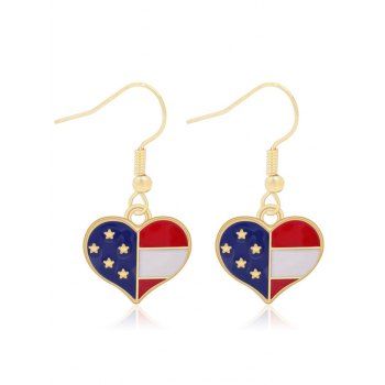 

Heart Shaped Star Striped Patriotic Earrings, Multicolor a