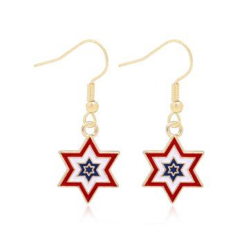 

Hexagram Colorblock Patriotic Earrings, Multicolor a