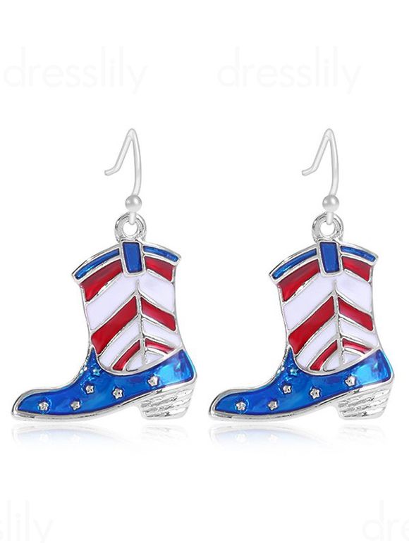 Patriotic Earrings American Flag Elements Boots Shaped Earrings - multicolor A 1 PAIR