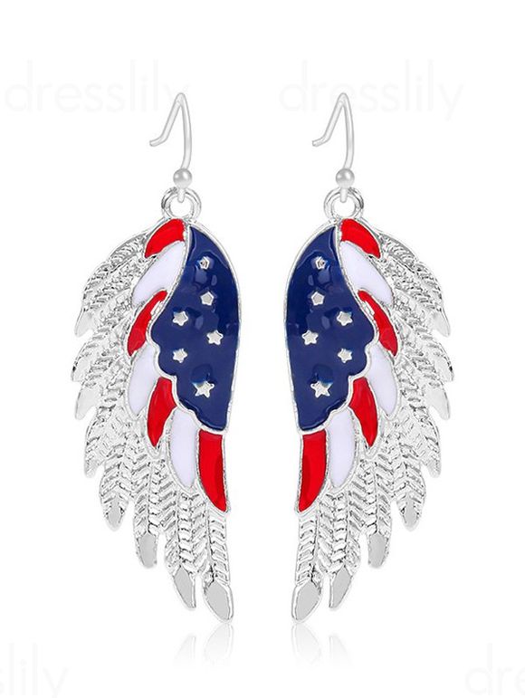 Wings Shaped Star Striped American Flag Elements Patriotic Earrings - multicolor A 1 PAIR