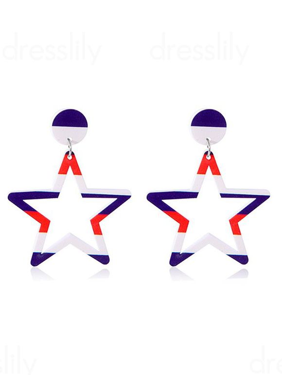 Star Geometric Colorblock Patriotic Earrings - multicolor A 1 PAIR